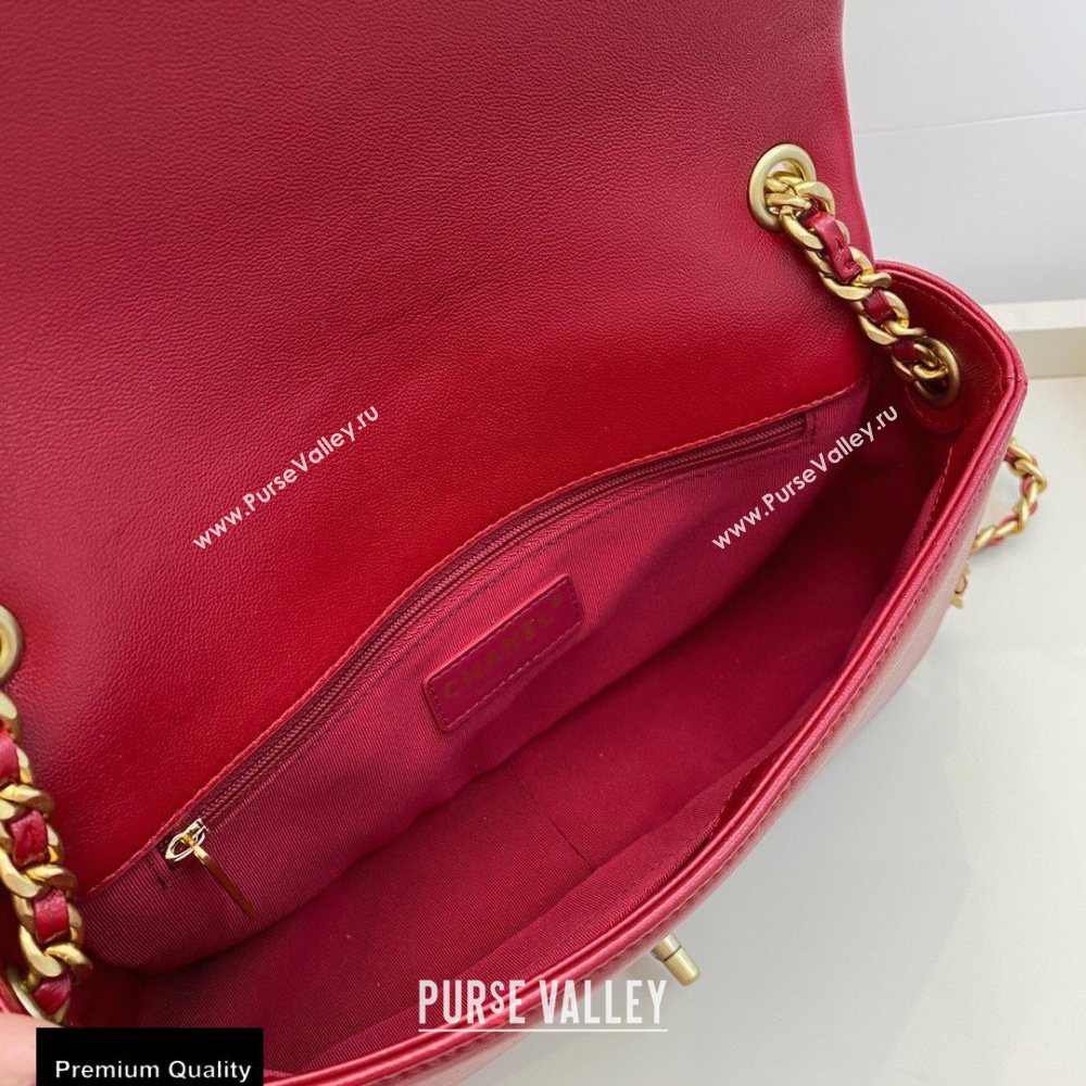 Chanel Shiny Lambskin Flap Bag AS1977 Red 2020 (smjd-20091733)