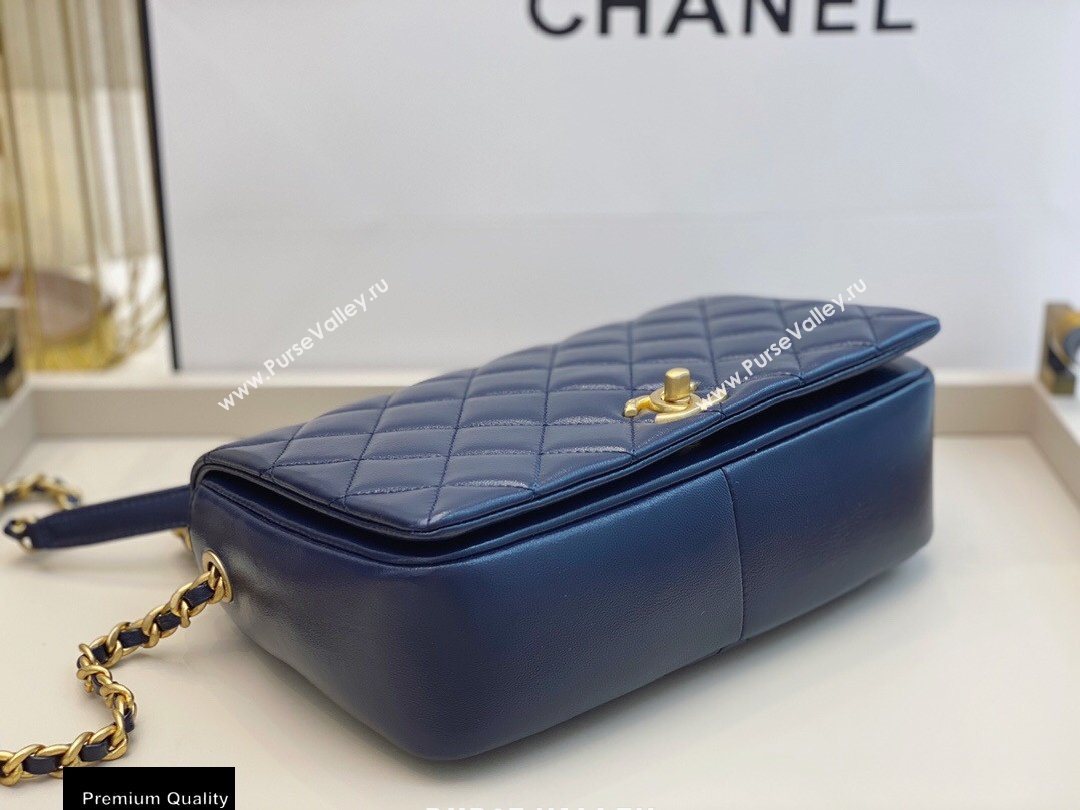 Chanel Shiny Lambskin Flap Bag AS1977 Navy Blue 2020 (smjd-20091734)