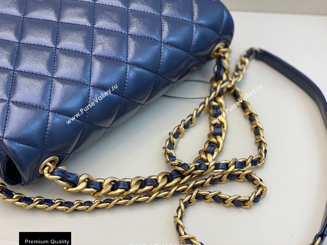 Chanel Shiny Lambskin Flap Bag AS1977 Navy Blue 2020 (smjd-20091734)