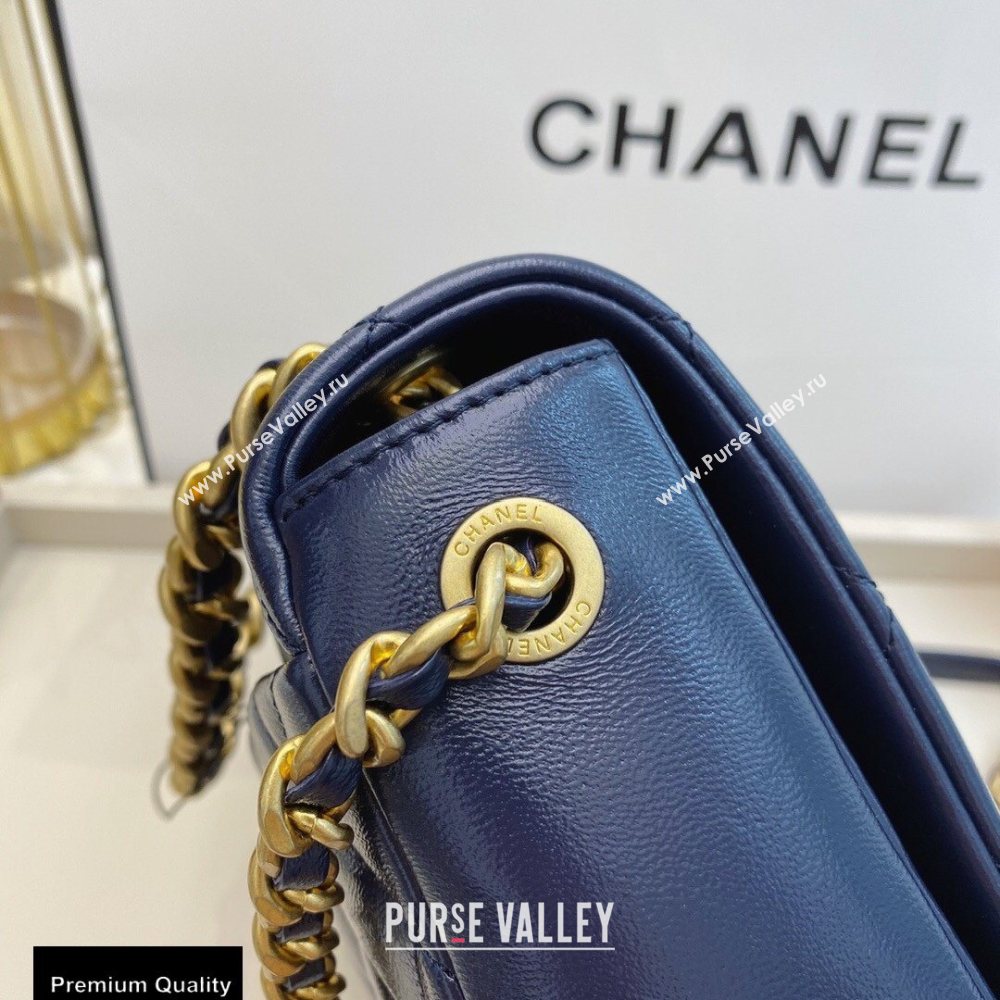 Chanel Shiny Lambskin Flap Bag AS1977 Navy Blue 2020 (smjd-20091734)