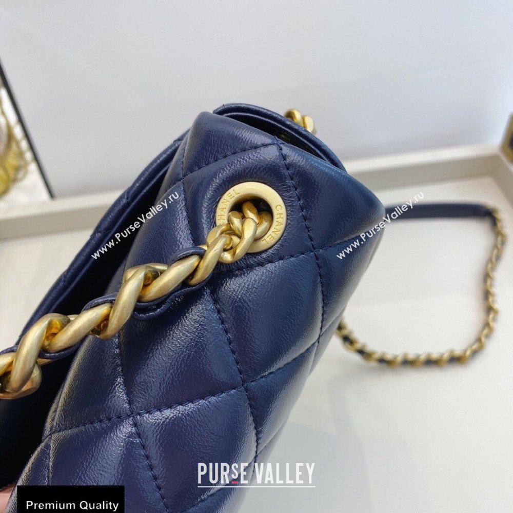 Chanel Shiny Lambskin Flap Bag AS1977 Navy Blue 2020 (smjd-20091734)