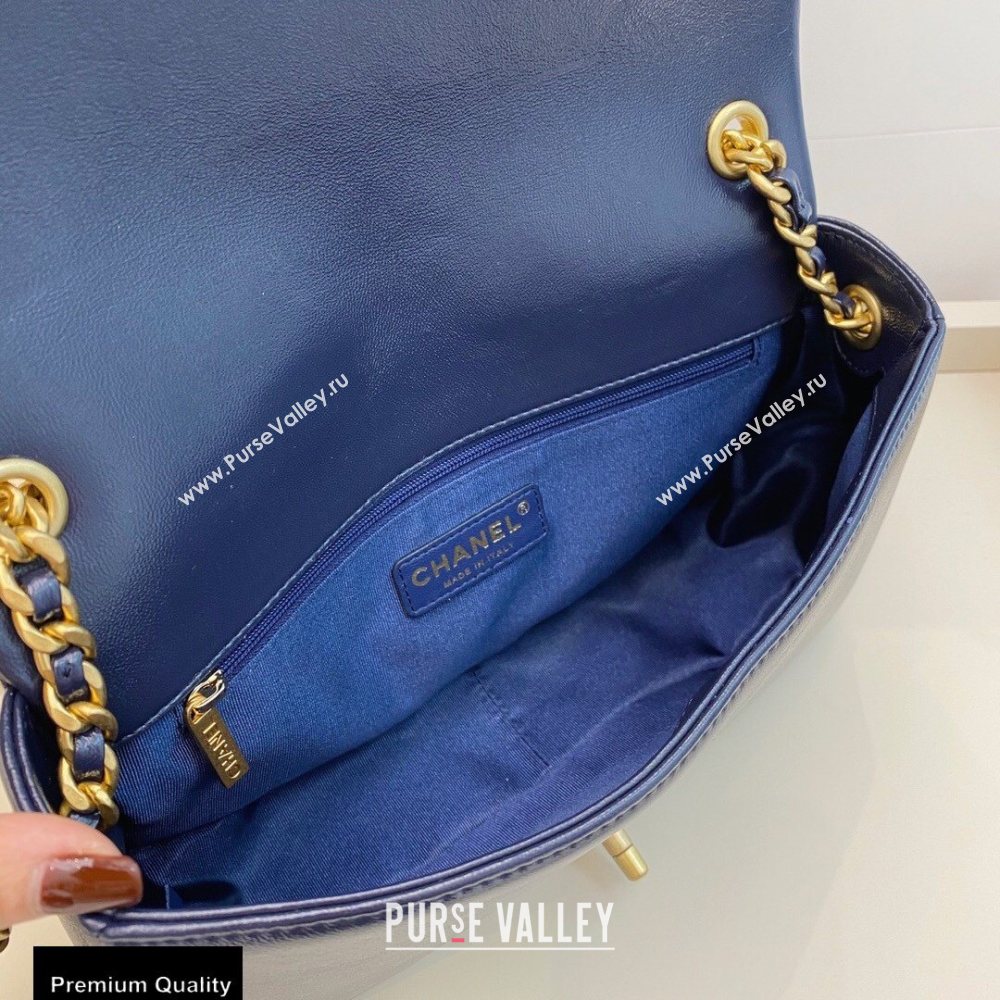 Chanel Shiny Lambskin Flap Bag AS1977 Navy Blue 2020 (smjd-20091734)