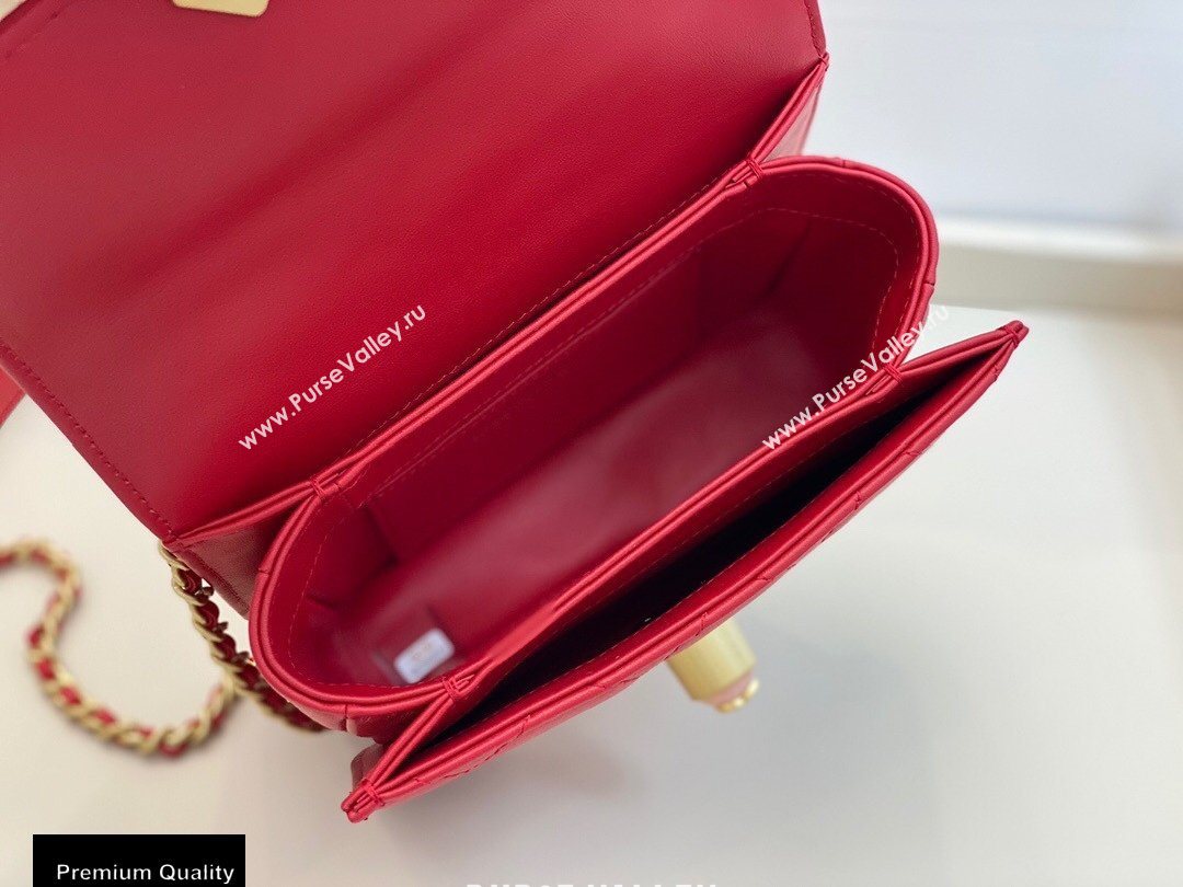 Chanel Lambskin with Onyx and Pearls Mini Flap Bag AS1889 Red 2020 (smjd-20091726)