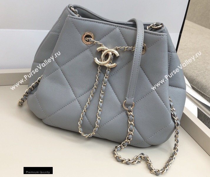 Chanel Quilted Small Drawstring Bucket Bag AS1801 Gray 2020 (smjd-20091706)