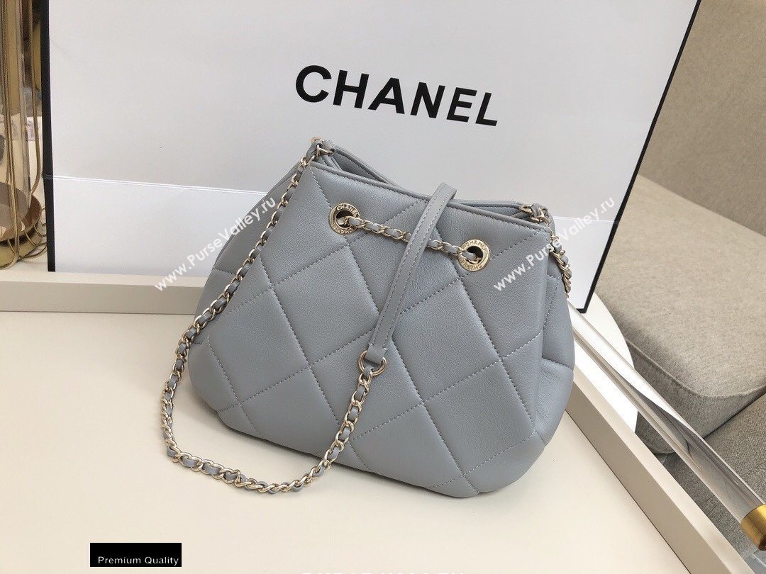 Chanel Quilted Small Drawstring Bucket Bag AS1801 Gray 2020 (smjd-20091706)