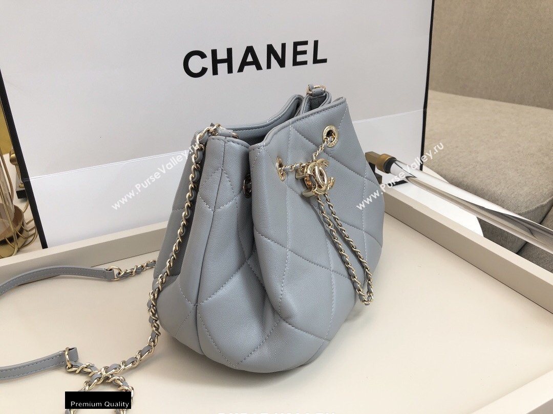 Chanel Quilted Small Drawstring Bucket Bag AS1801 Gray 2020 (smjd-20091706)