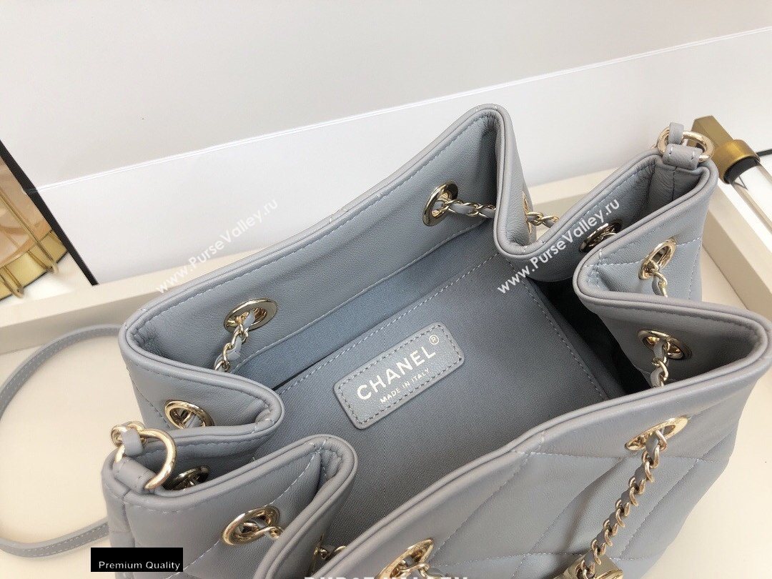 Chanel Quilted Small Drawstring Bucket Bag AS1801 Gray 2020 (smjd-20091706)