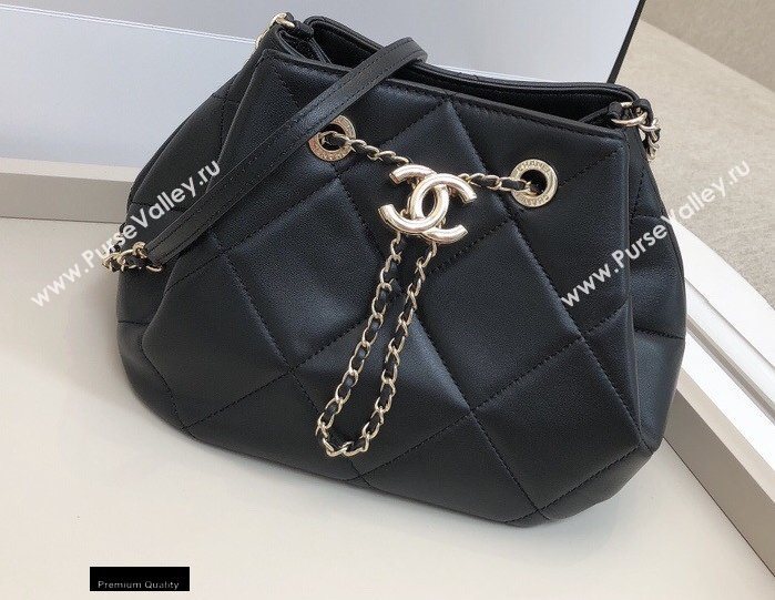 Chanel Quilted Small Drawstring Bucket Bag AS1801 Black 2020 (smjd-20091705)