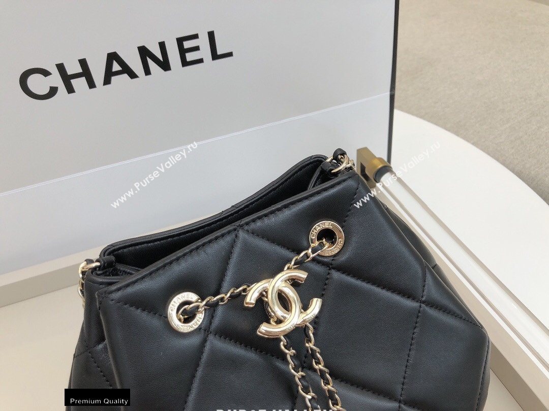 Chanel Quilted Small Drawstring Bucket Bag AS1801 Black 2020 (smjd-20091705)