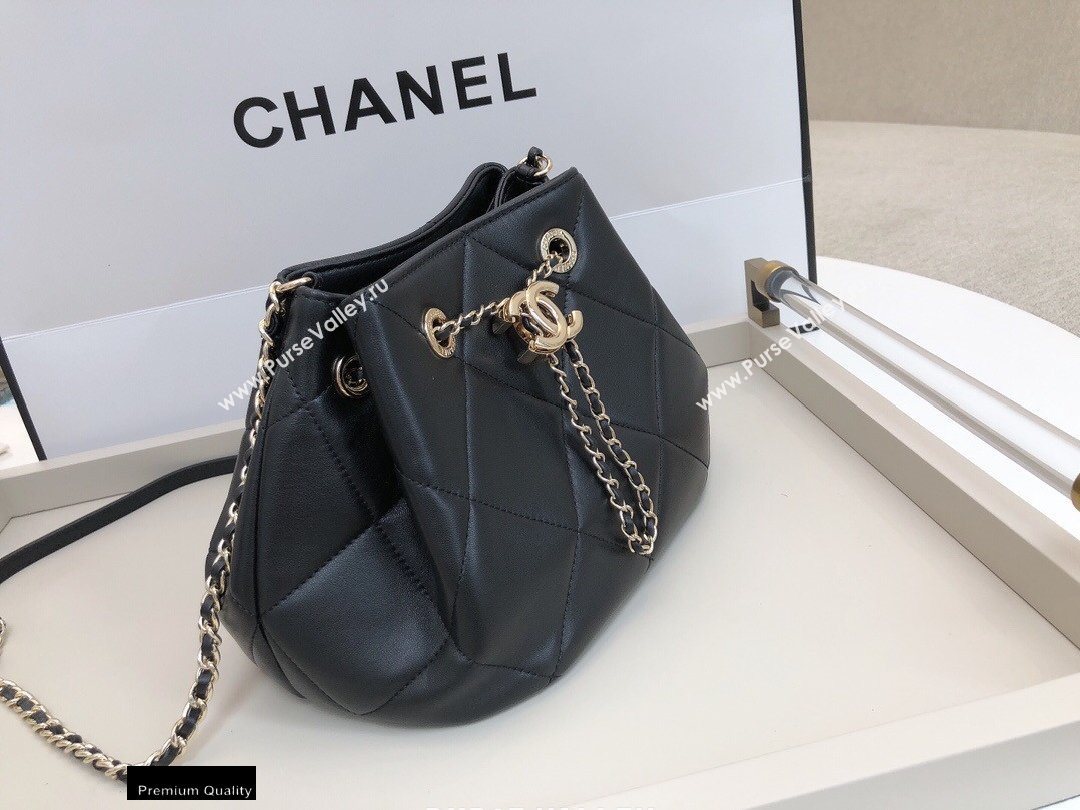 Chanel Quilted Small Drawstring Bucket Bag AS1801 Black 2020 (smjd-20091705)