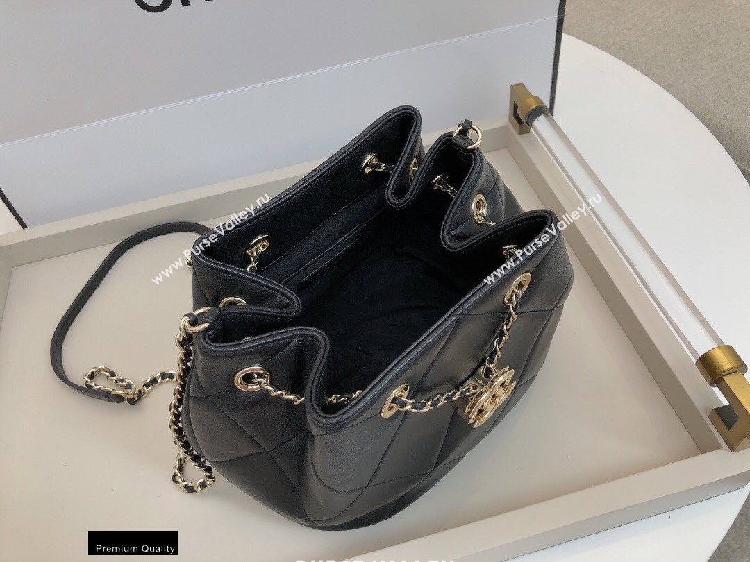 Chanel Quilted Small Drawstring Bucket Bag AS1801 Black 2020 (smjd-20091705)