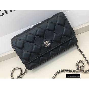 Chanel Shiny Crumpled Goatskin Wallet on Chain WOC Bag AP1530 Black 2020 (smjd-20091851)