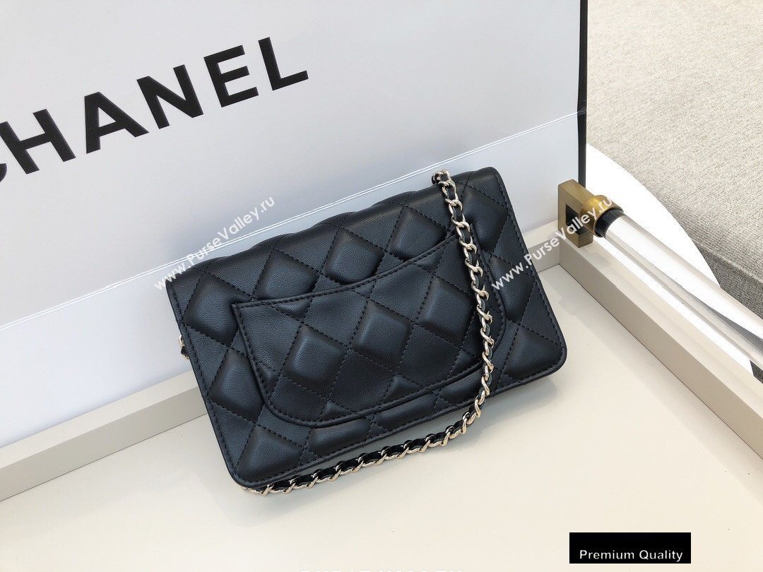 Chanel Shiny Crumpled Goatskin Wallet on Chain WOC Bag AP1530 Black 2020 (smjd-20091851)