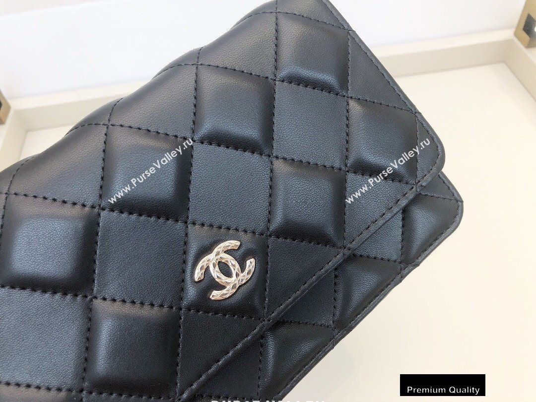 Chanel Shiny Crumpled Goatskin Wallet on Chain WOC Bag AP1530 Black 2020 (smjd-20091851)