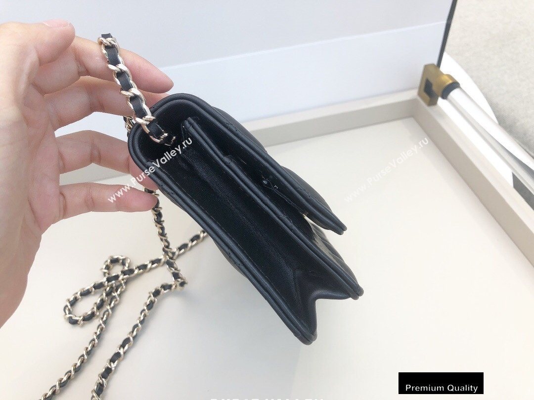 Chanel Shiny Crumpled Goatskin Wallet on Chain WOC Bag AP1530 Black 2020 (smjd-20091851)