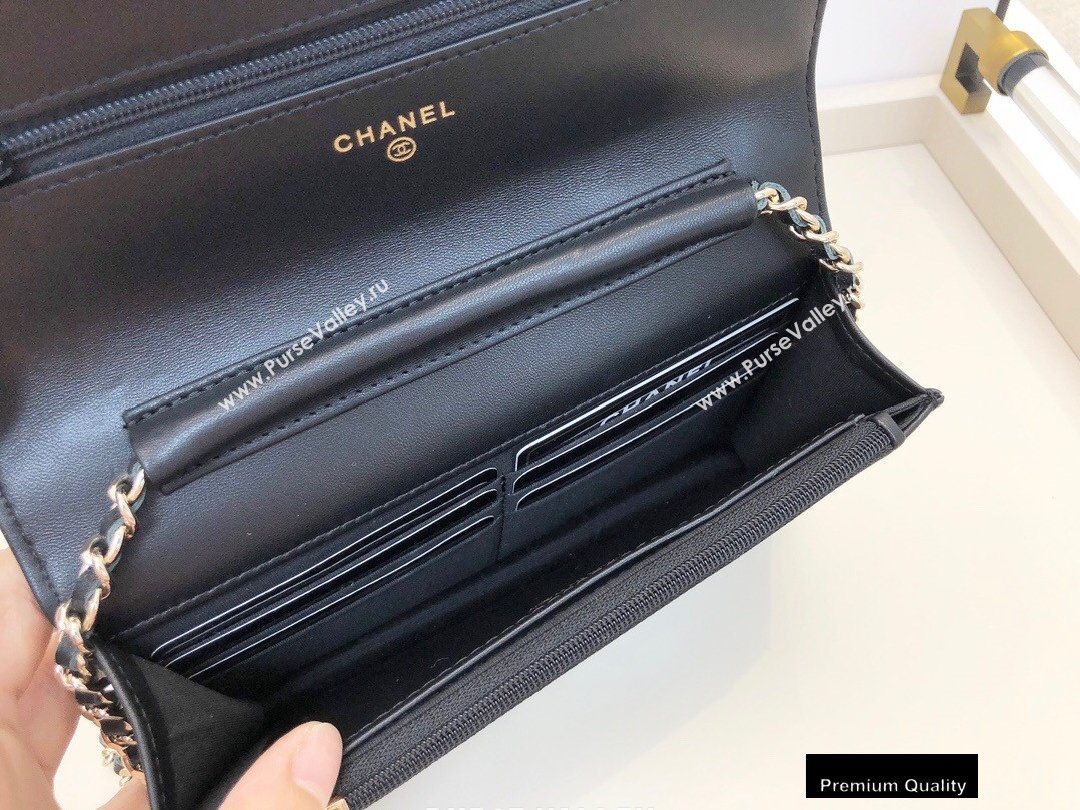 Chanel Shiny Crumpled Goatskin Wallet on Chain WOC Bag AP1530 Black 2020 (smjd-20091851)