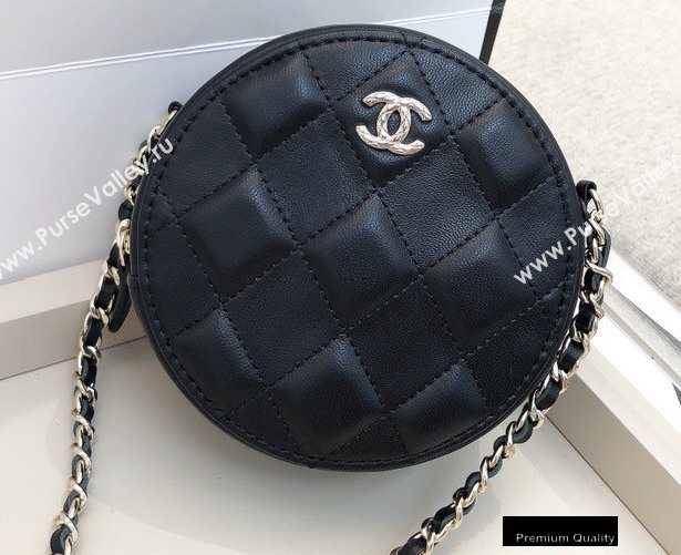 Chanel Shiny Crumpled Goatskin Round Clutch with Chain Bag Black 2020 (smjd-20091852)