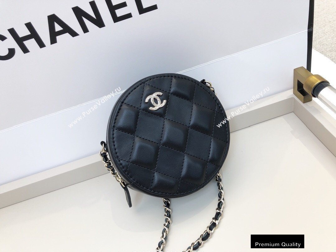 Chanel Shiny Crumpled Goatskin Round Clutch with Chain Bag Black 2020 (smjd-20091852)