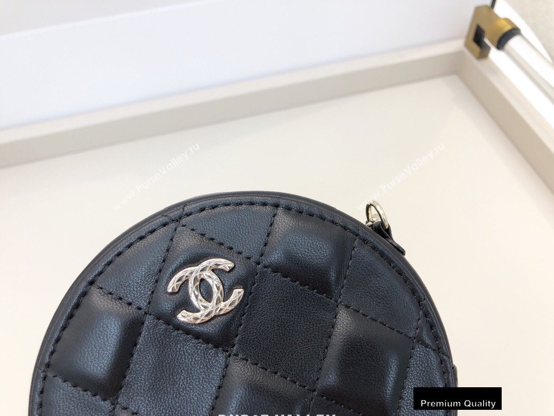 Chanel Shiny Crumpled Goatskin Round Clutch with Chain Bag Black 2020 (smjd-20091852)