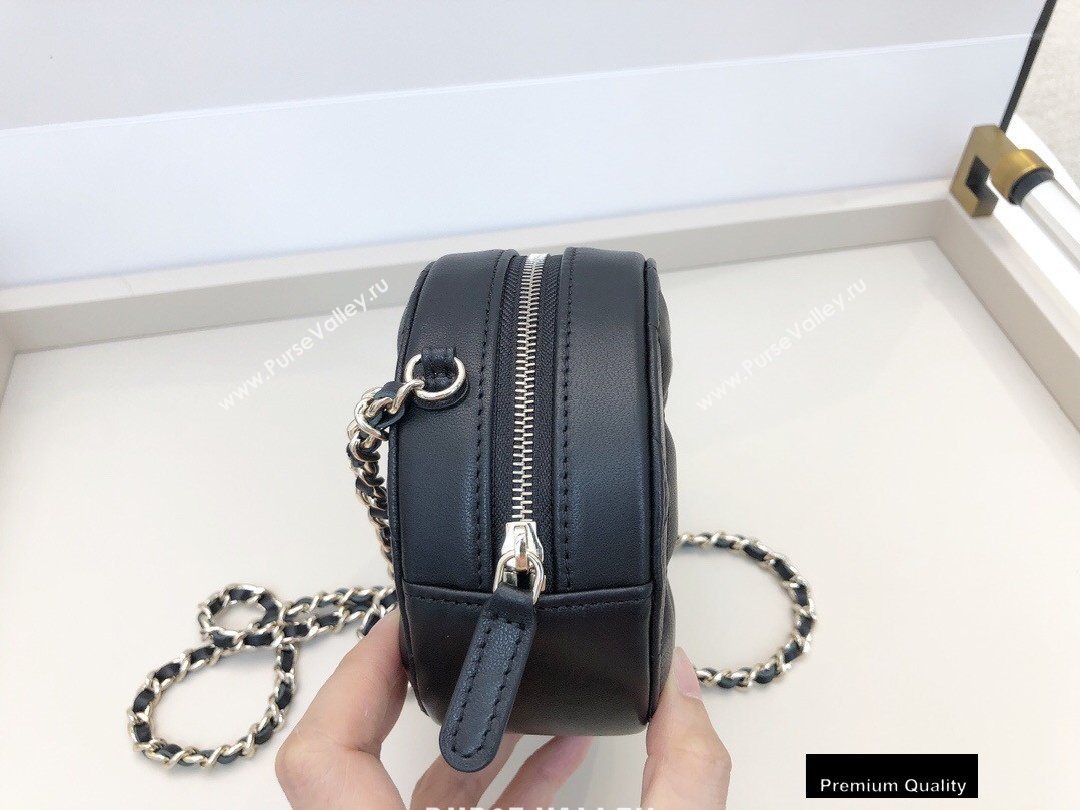 Chanel Shiny Crumpled Goatskin Round Clutch with Chain Bag Black 2020 (smjd-20091852)