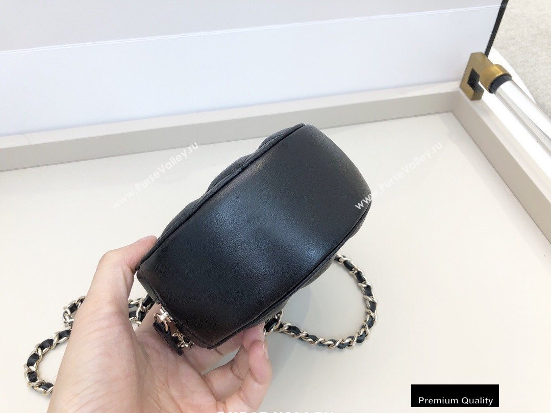 Chanel Shiny Crumpled Goatskin Round Clutch with Chain Bag Black 2020 (smjd-20091852)