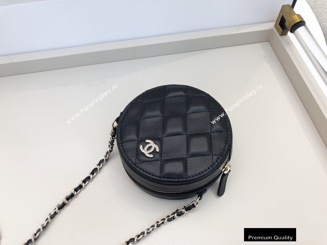 Chanel Shiny Crumpled Goatskin Round Clutch with Chain Bag Black 2020 (smjd-20091852)