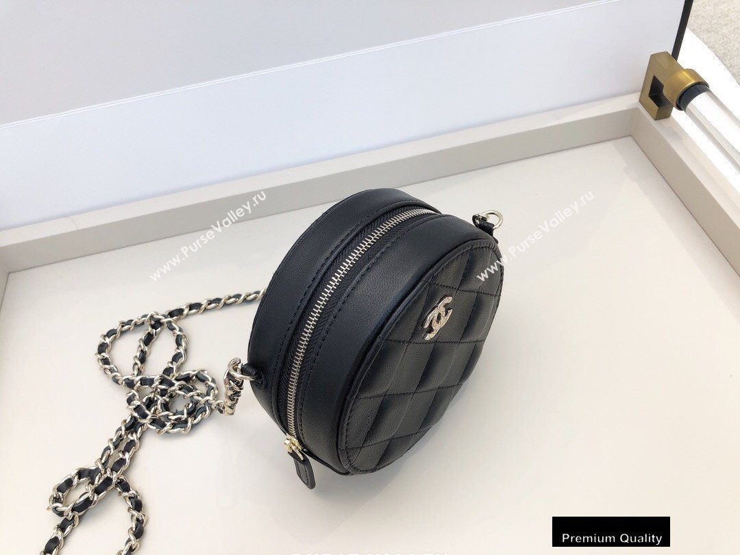 Chanel Shiny Crumpled Goatskin Round Clutch with Chain Bag Black 2020 (smjd-20091852)