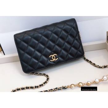 Chanel Wallet on Chain WOC Bag Black with Pearls Chain 2020 (smjd-20091850)