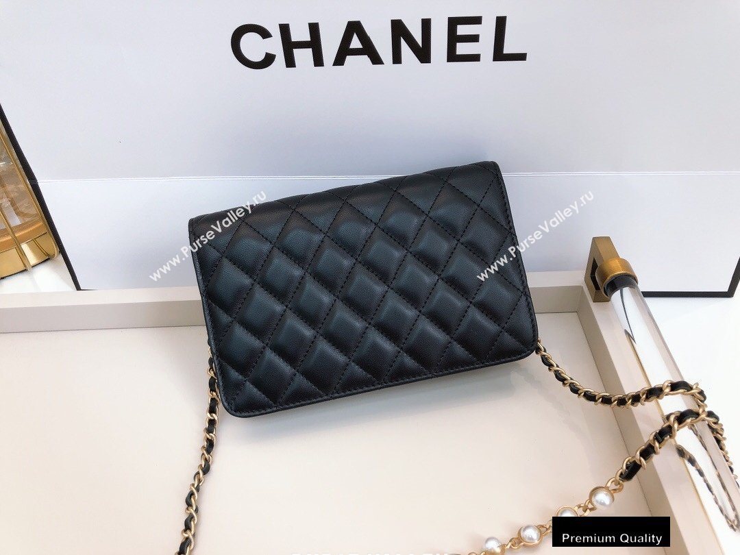 Chanel Wallet on Chain WOC Bag Black with Pearls Chain 2020 (smjd-20091850)