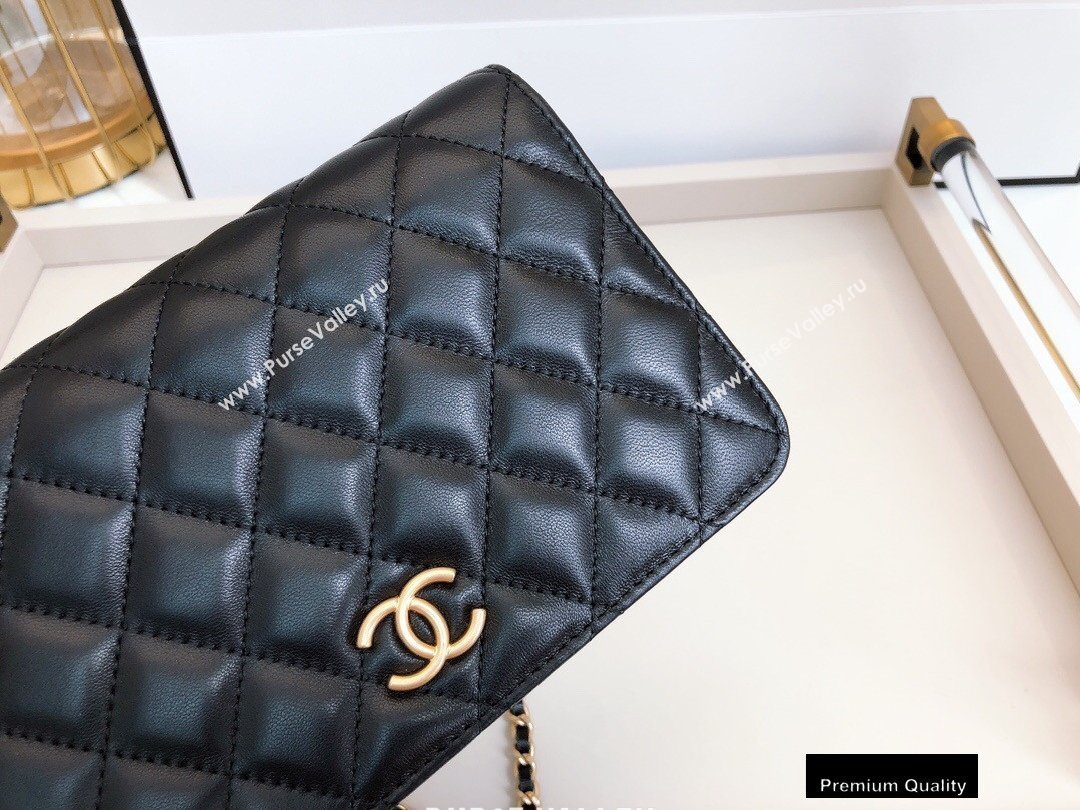 Chanel Wallet on Chain WOC Bag Black with Pearls Chain 2020 (smjd-20091850)