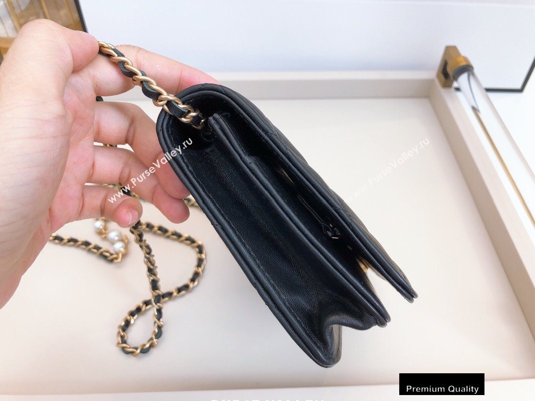 Chanel Wallet on Chain WOC Bag Black with Pearls Chain 2020 (smjd-20091850)