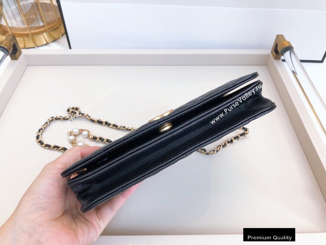 Chanel Wallet on Chain WOC Bag Black with Pearls Chain 2020 (smjd-20091850)