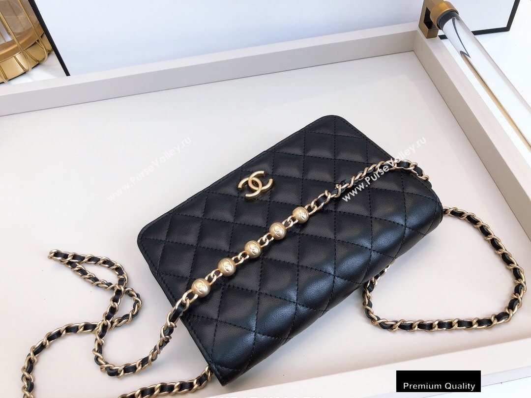 Chanel Wallet on Chain WOC Bag Black with Pearls Chain 2020 (smjd-20091850)