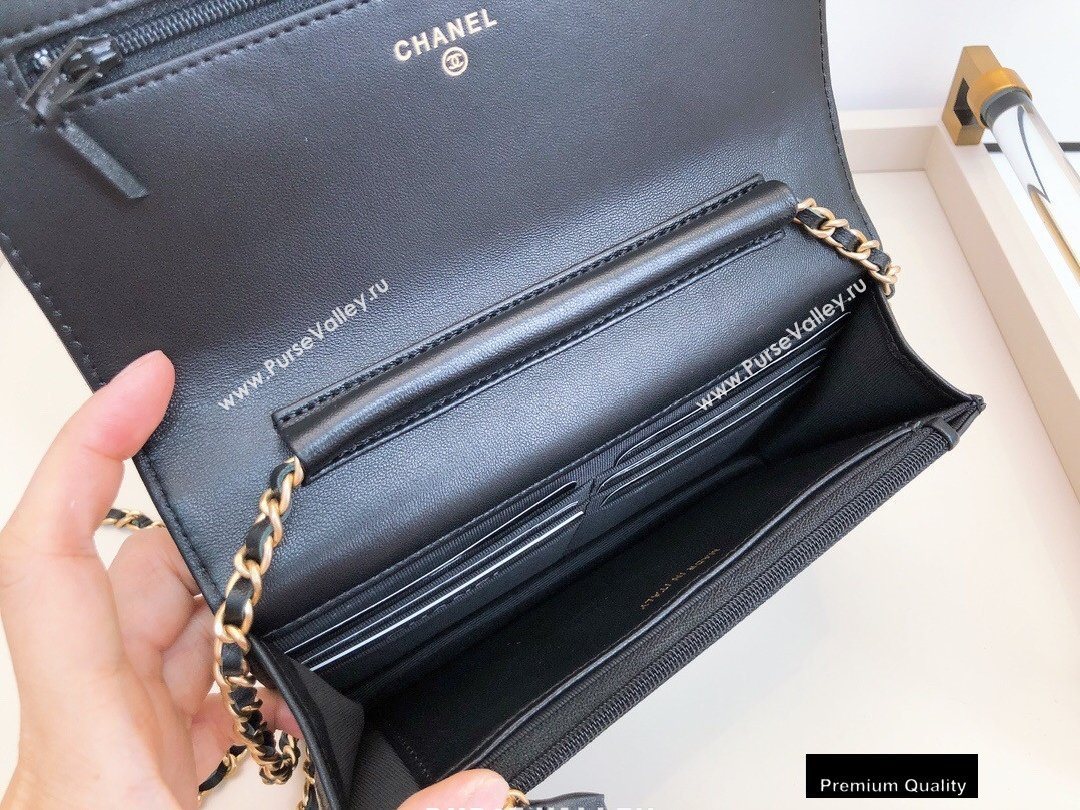 Chanel Wallet on Chain WOC Bag Black with Pearls Chain 2020 (smjd-20091850)