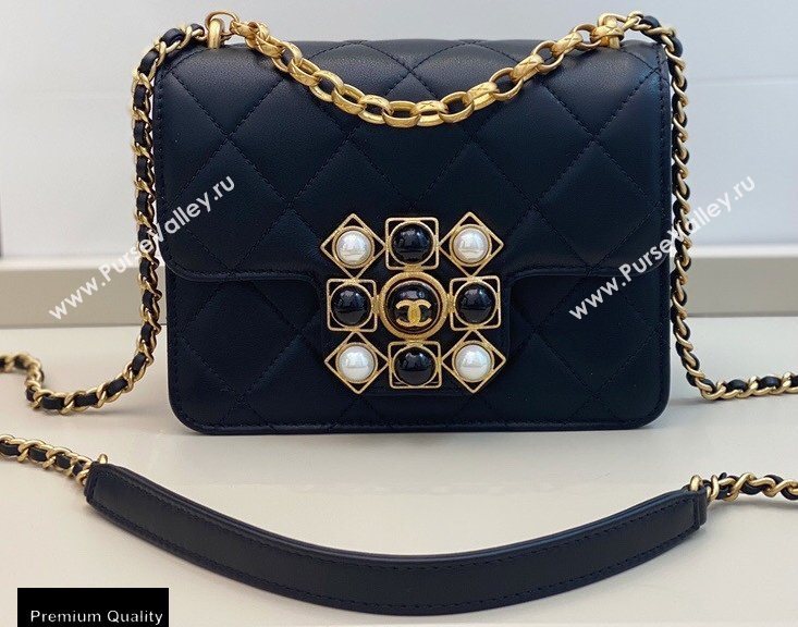 Chanel Lambskin with Onyx and Pearls Mini Flap Bag AS1889 Black 2020 (smjd-20091725)