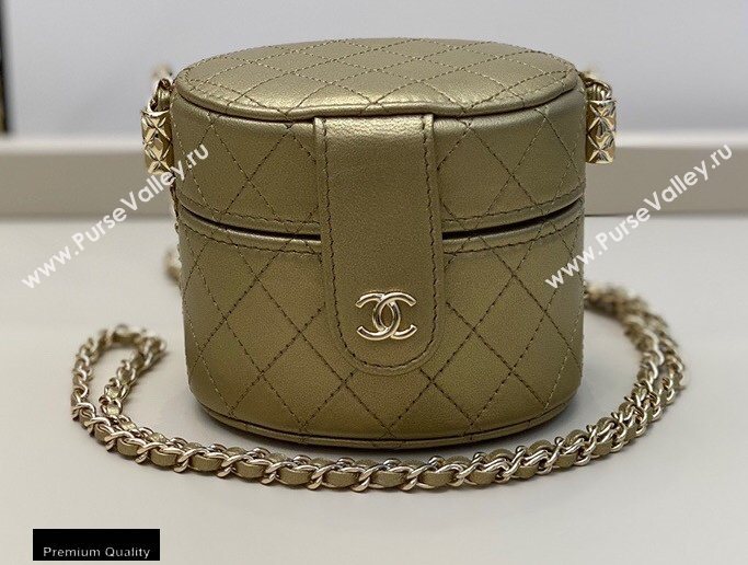 Chanel Metallic Lambskin Small Clutch with Chain Vanity Case Bag AP1573 Gold 2020 (smjd-20091808)