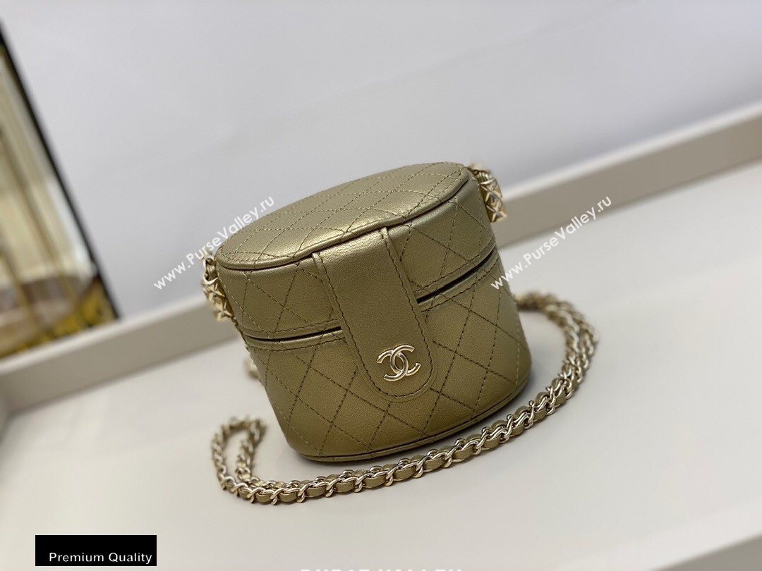 Chanel Metallic Lambskin Small Clutch with Chain Vanity Case Bag AP1573 Gold 2020 (smjd-20091808)