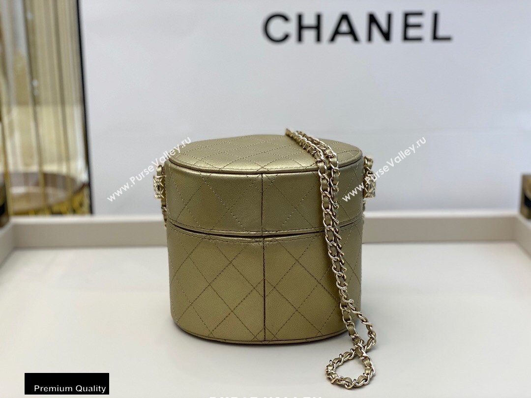 Chanel Metallic Lambskin Small Clutch with Chain Vanity Case Bag AP1573 Gold 2020 (smjd-20091808)