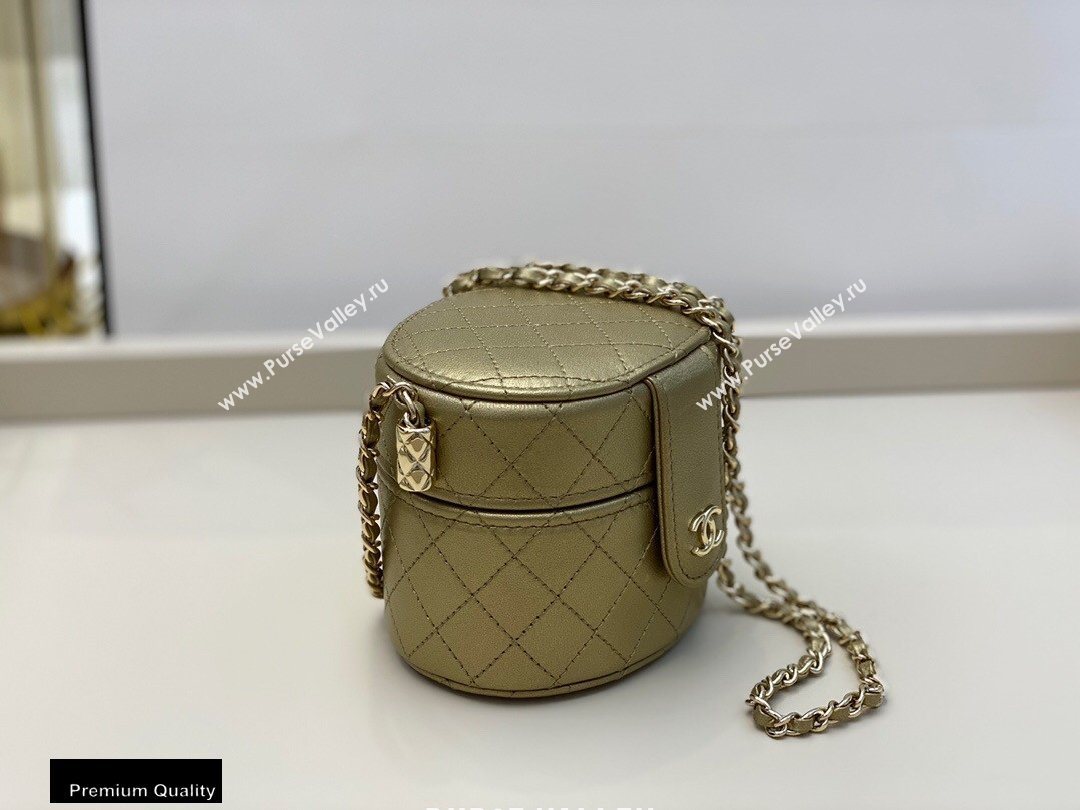 Chanel Metallic Lambskin Small Clutch with Chain Vanity Case Bag AP1573 Gold 2020 (smjd-20091808)