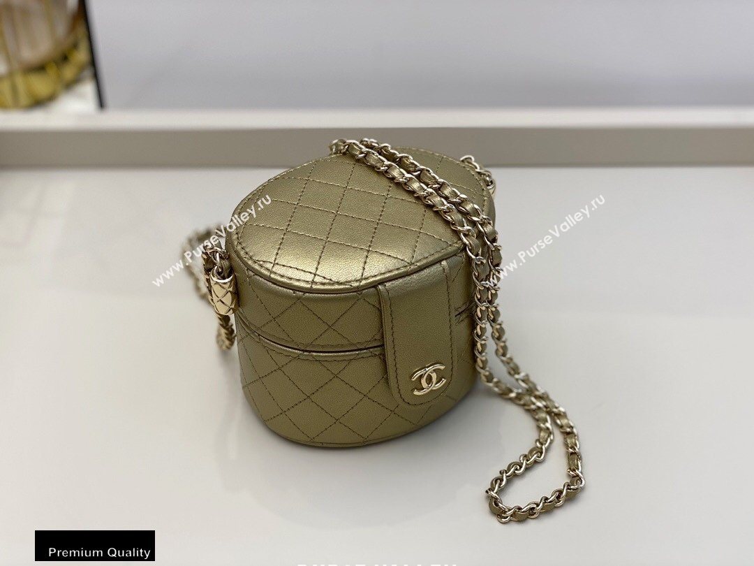 Chanel Metallic Lambskin Small Clutch with Chain Vanity Case Bag AP1573 Gold 2020 (smjd-20091808)
