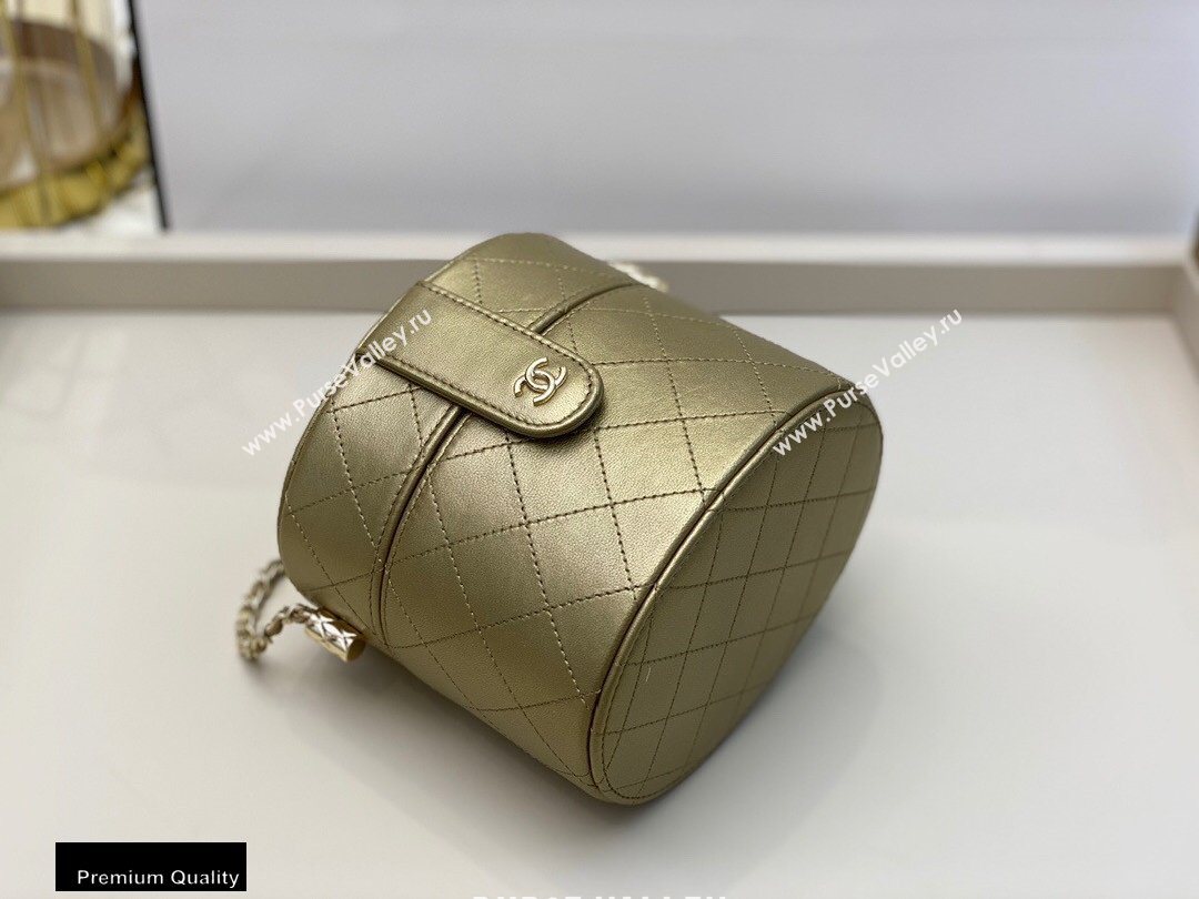 Chanel Metallic Lambskin Small Clutch with Chain Vanity Case Bag AP1573 Gold 2020 (smjd-20091808)