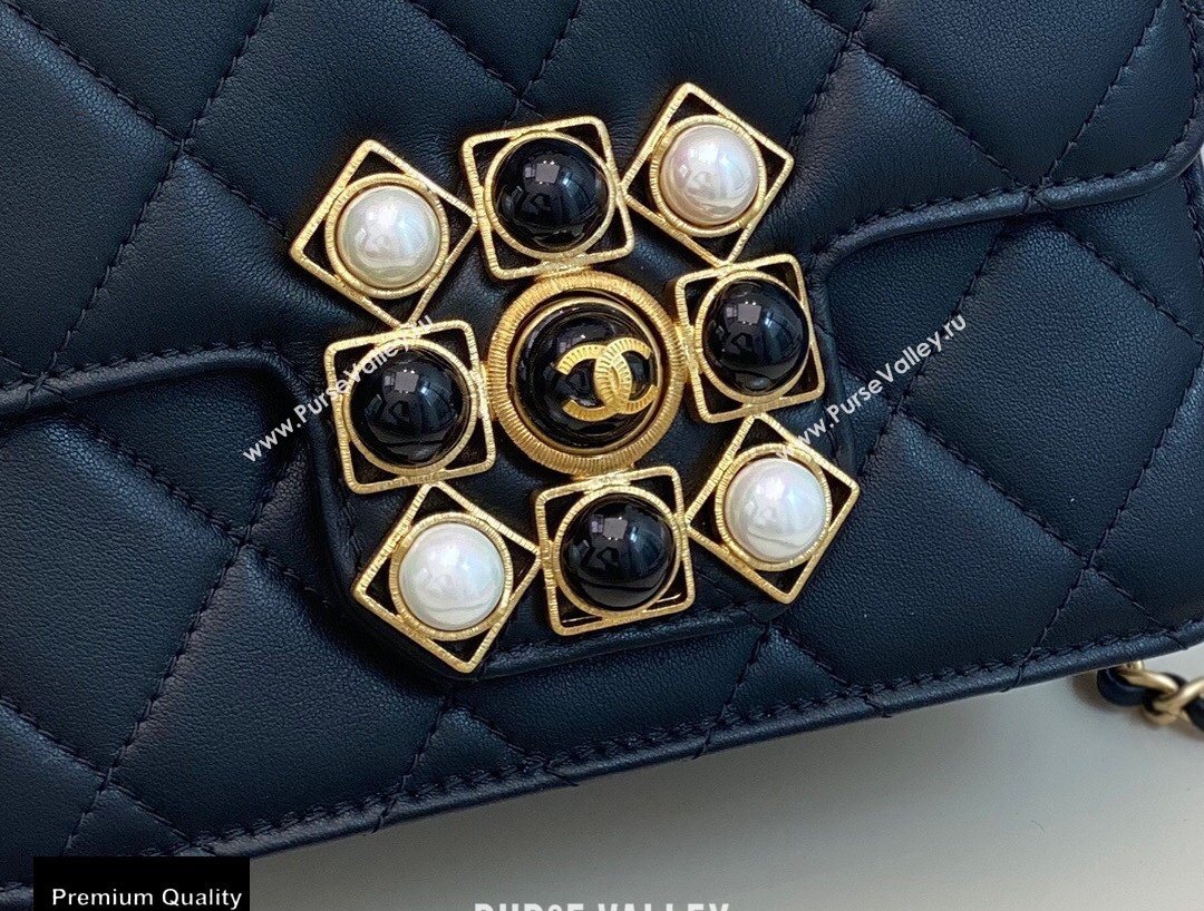 Chanel Lambskin with Onyx and Pearls Mini Flap Bag AS1889 Black 2020 (smjd-20091725)