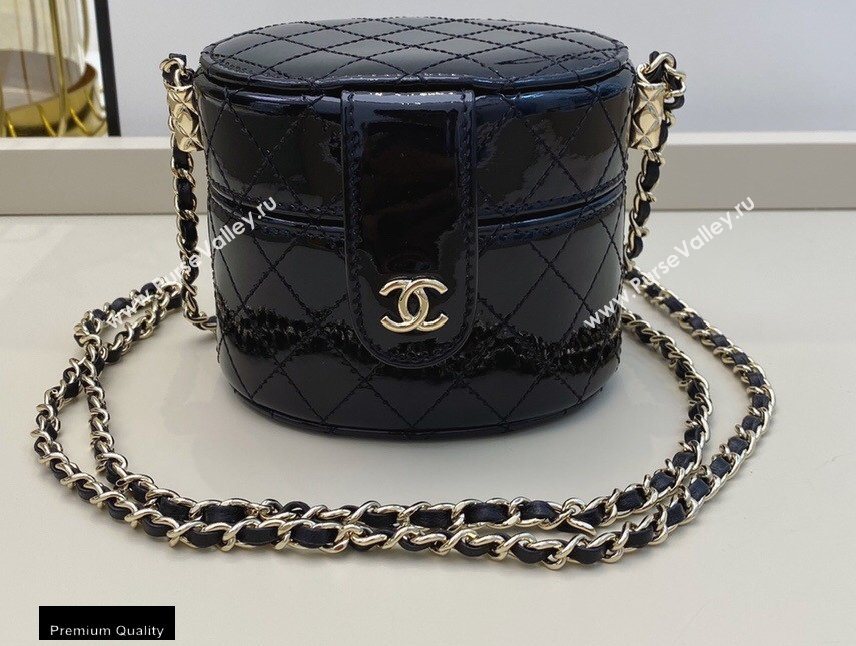 Chanel Metallic Lambskin Small Clutch with Chain Vanity Case Bag AP1573 Black 2020 (smjd-20091805)