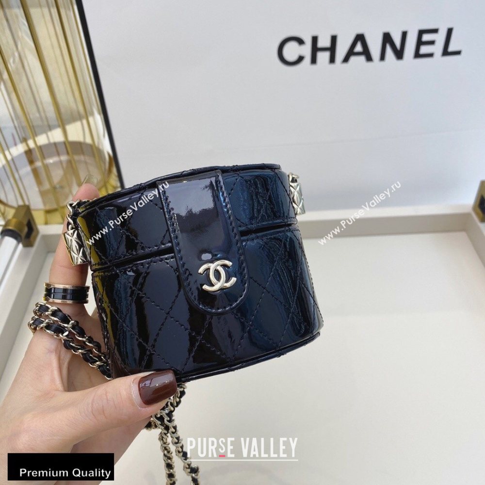 Chanel Metallic Lambskin Small Clutch with Chain Vanity Case Bag AP1573 Black 2020 (smjd-20091805)