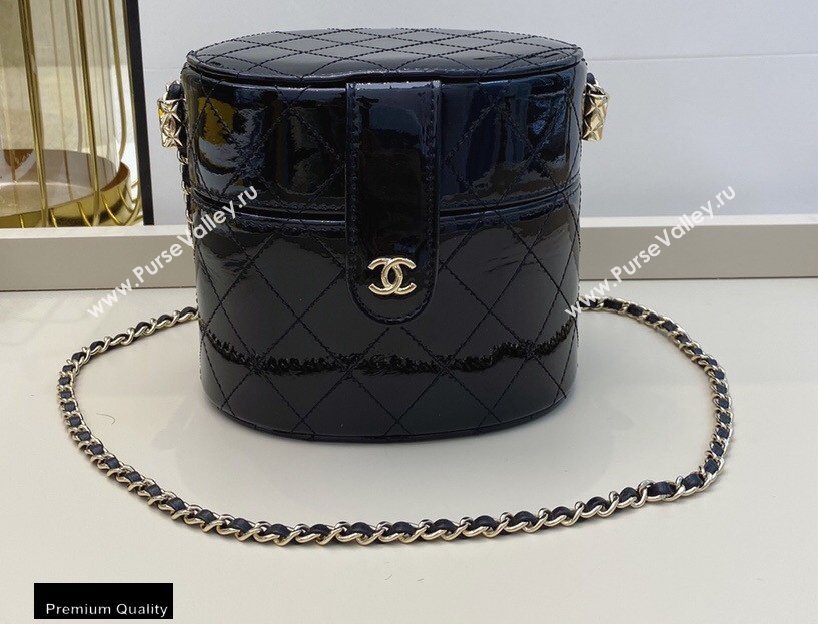 Chanel Metallic Lambskin Clutch with Chain Vanity Case Bag AP1616 Black 2020 (smjd-20091801)