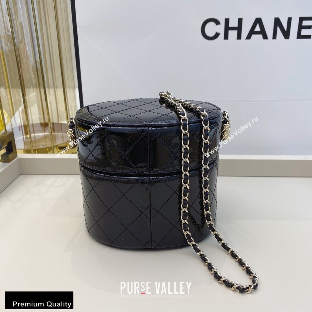 Chanel Metallic Lambskin Clutch with Chain Vanity Case Bag AP1616 Black 2020 (smjd-20091801)