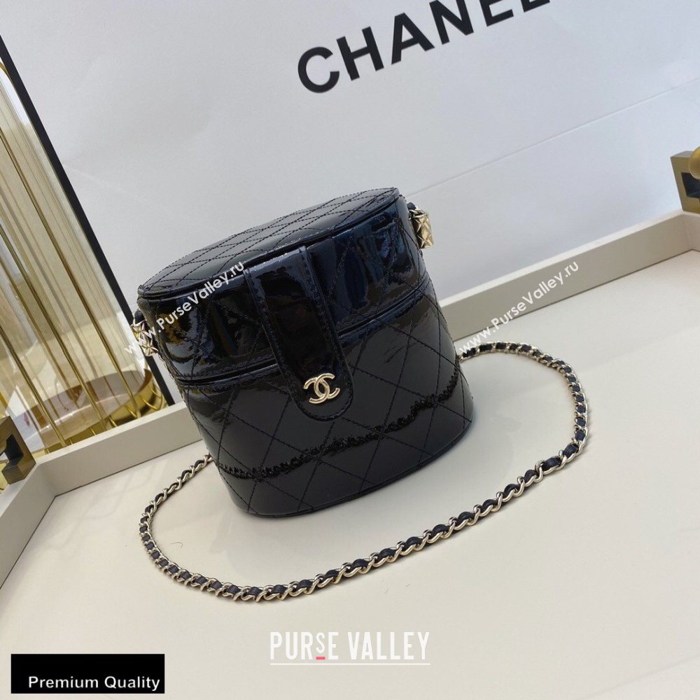 Chanel Metallic Lambskin Clutch with Chain Vanity Case Bag AP1616 Black 2020 (smjd-20091801)