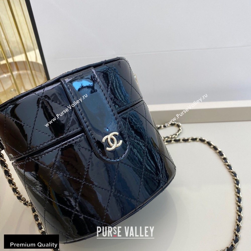 Chanel Metallic Lambskin Clutch with Chain Vanity Case Bag AP1616 Black 2020 (smjd-20091801)