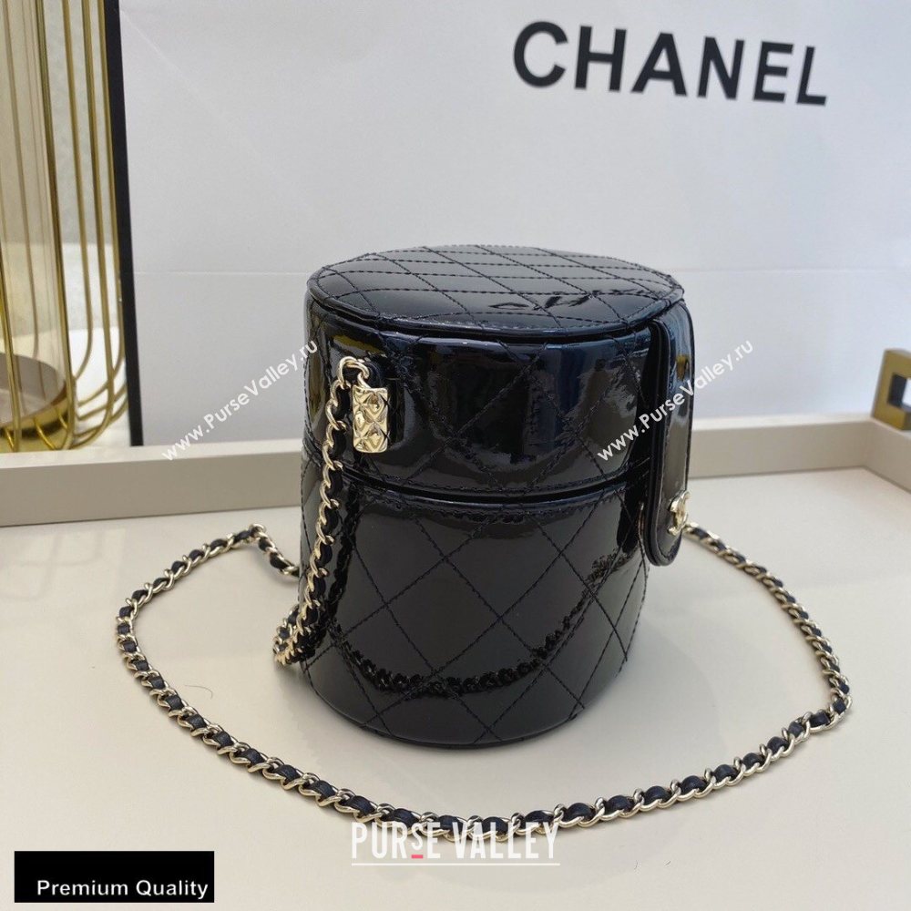Chanel Metallic Lambskin Clutch with Chain Vanity Case Bag AP1616 Black 2020 (smjd-20091801)