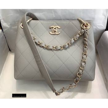 Chanel Caviar Leather Drawstring Bucket Bag Gray 2020 (smjd-20091708)